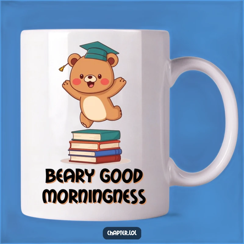 Funny Bear Graduation Mug: Energetic Leap to Success, Perfect Funny Gift