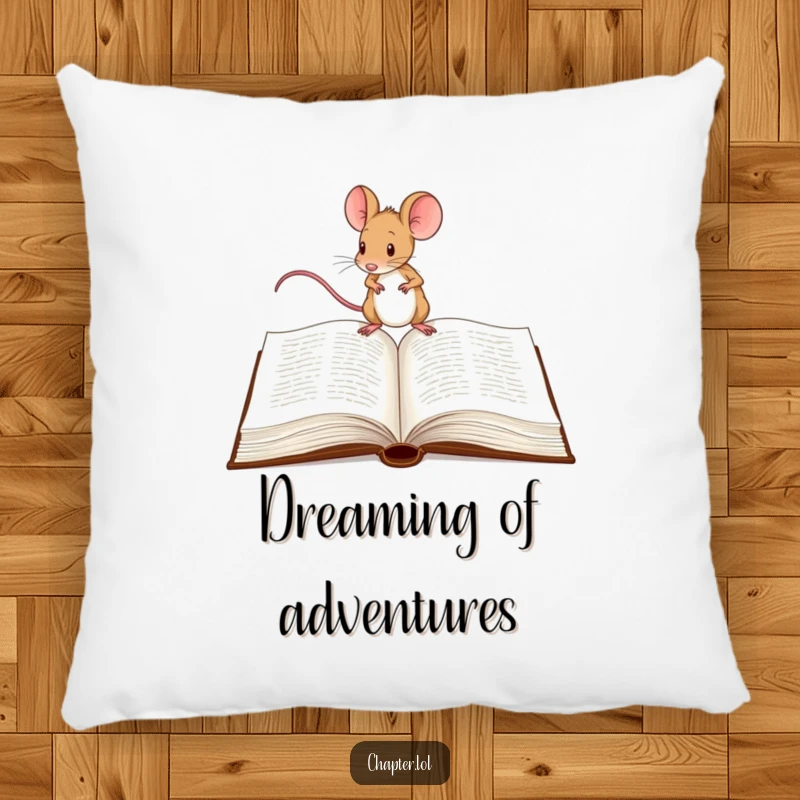 Funny Mouse Pillow: A soft cushion featuring a determined mouse tiptoeing across a large open book.