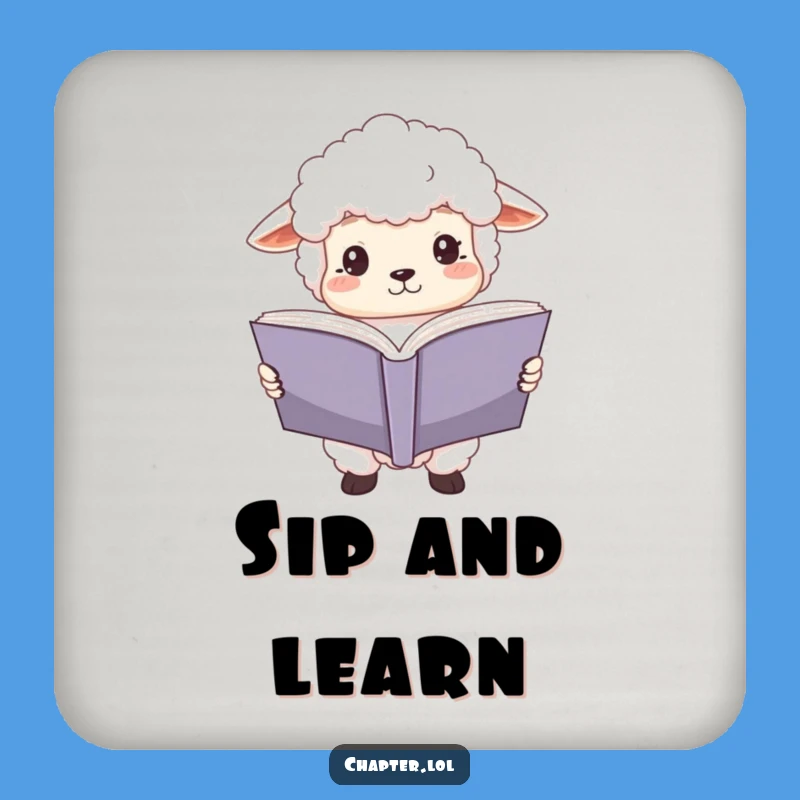 Funny Sheep Reader Coaster: Protect Surfaces with Literary Charm, Perfect Funny Gift