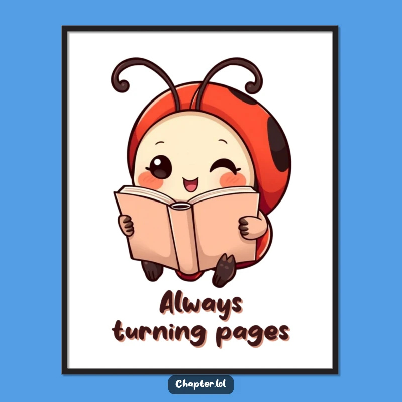 Funny Ladybug Reading Poster: Hilarious Wall Art for Book Nook Decor!