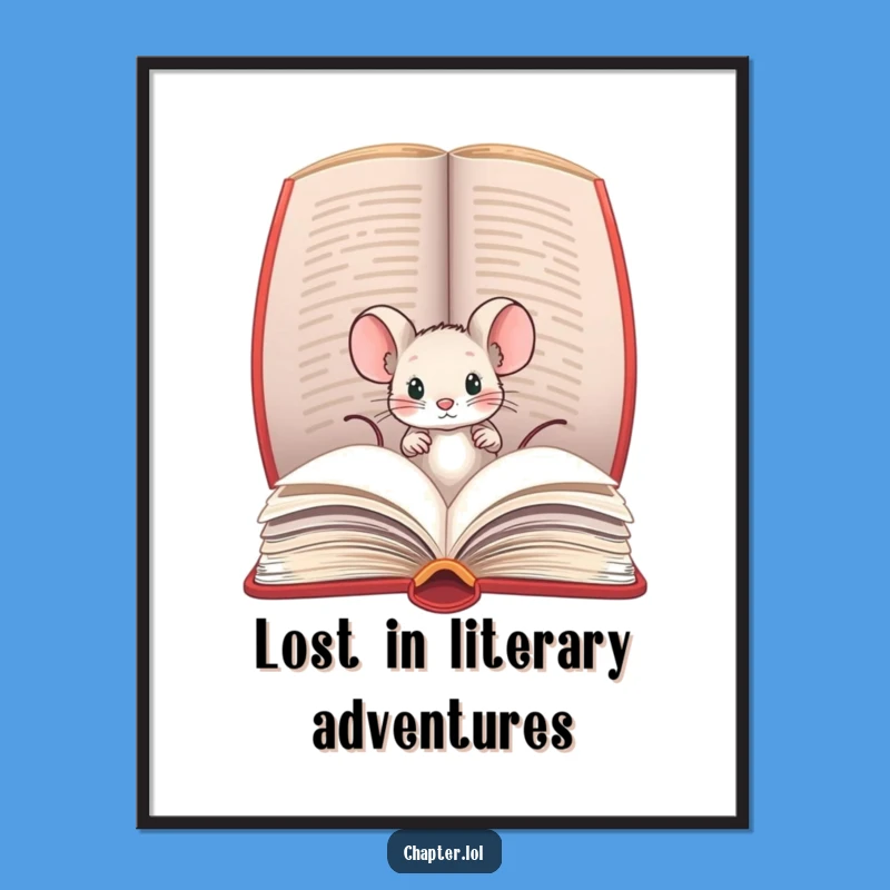 Free Printable Wall Art: Mouse in Book Funny Downloadable Art Gift