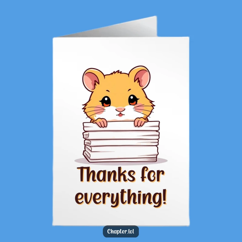 Free Printable Hamster Thank You Card: Shy Gratitude Downloadable