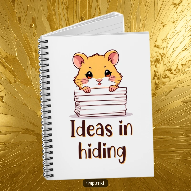 Funny Hamster Notebook: A charming cover with a curious hamster peeking from behind a stack of paper.