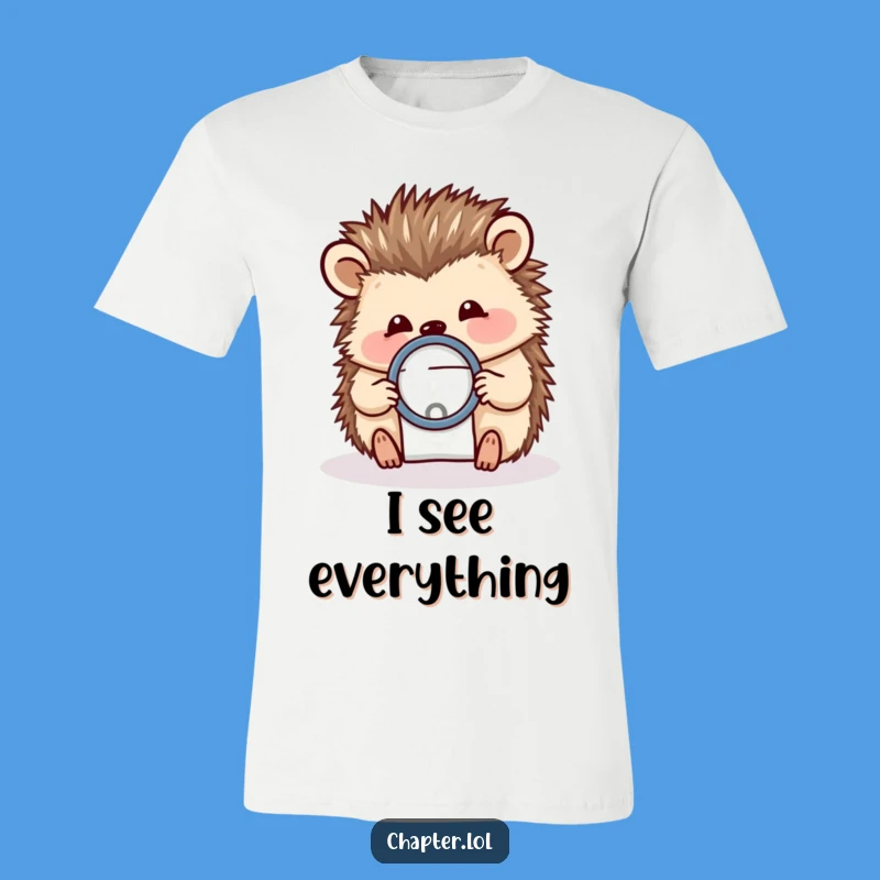 Funny Hedgehog Magnifier T-Shirt - Tiny Letter Detective Tee